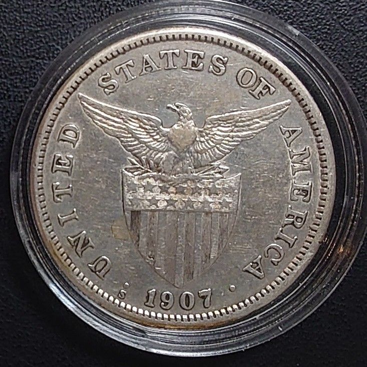 1907年アメリカ領フィリピン銀貨 1ペソ マヨン火山の乙女 silver800