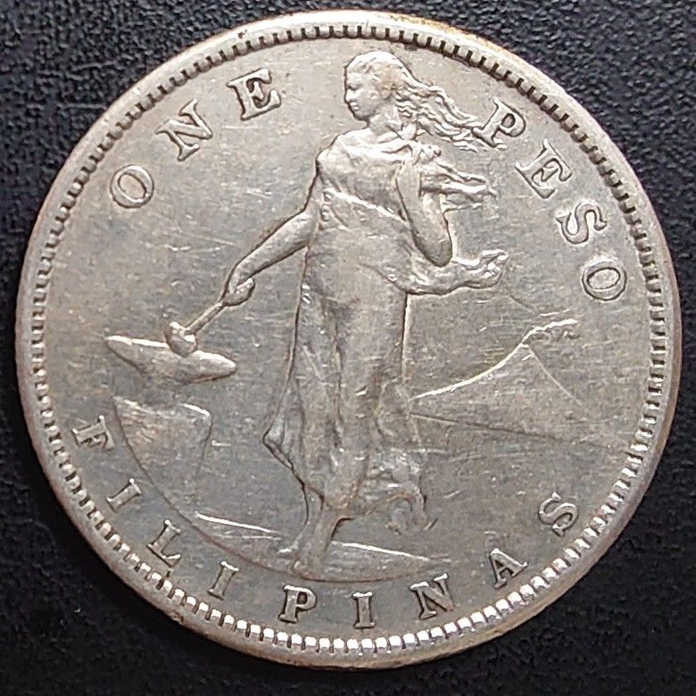 1907年アメリカ領フィリピン銀貨 1ペソ マヨン火山の乙女 silver800