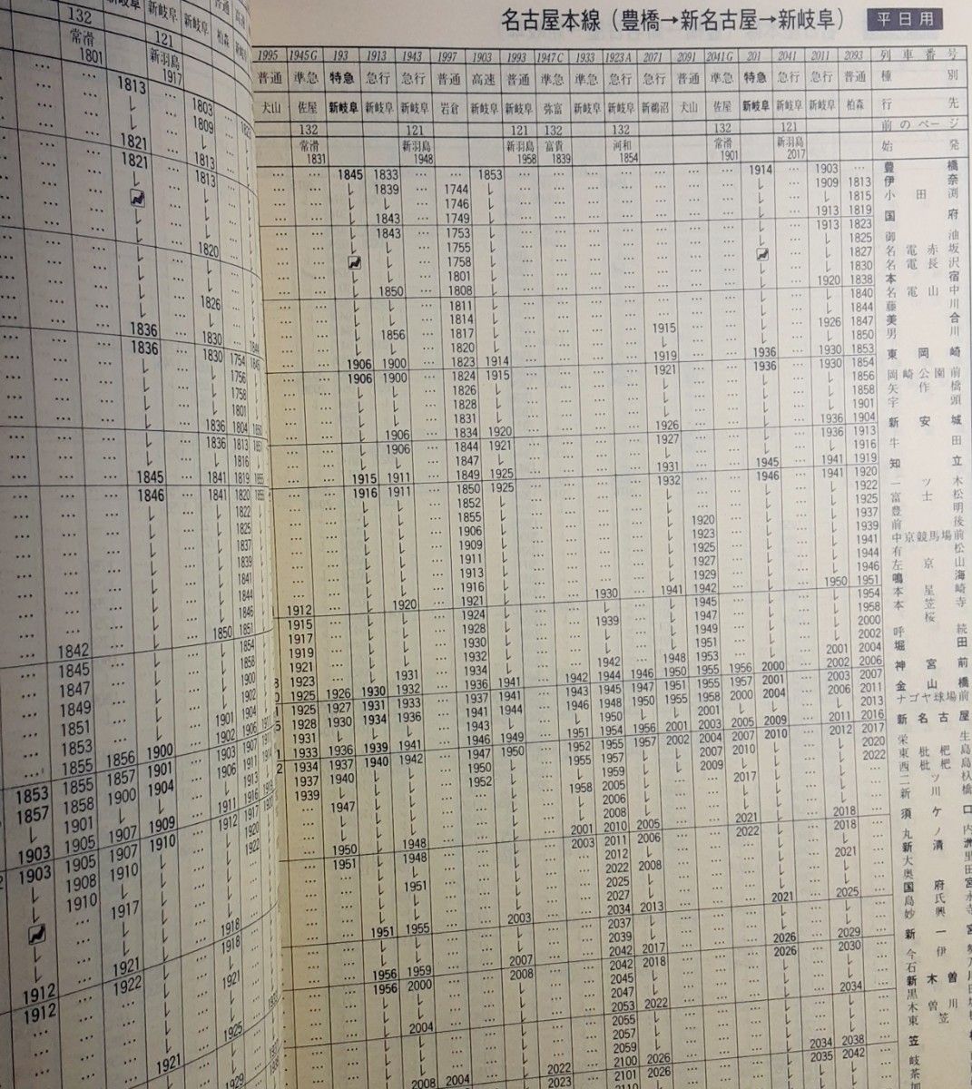 名鉄電車・バス時刻表　1986年　第3巻　名古屋鉄道　名鉄時刻表　国鉄北アルプス号　特急　高速　急行　準急　普通　列車　昭和61年