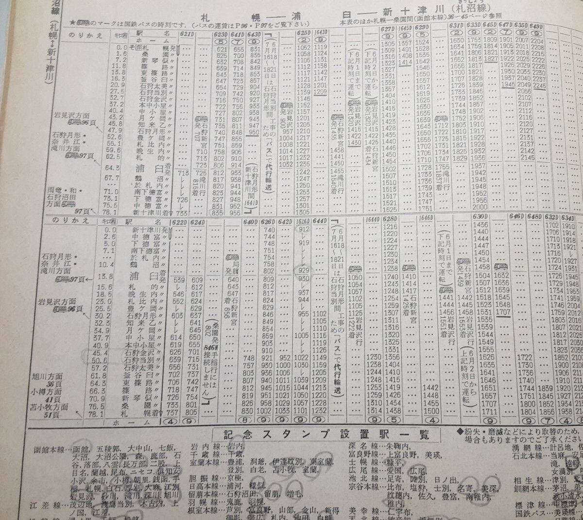 1975年2月号&1980年6月号北海道 時刻表 1975年12月号道内 時刻表 国鉄監修 鉄道 特急 急行 普通 列車 昭和