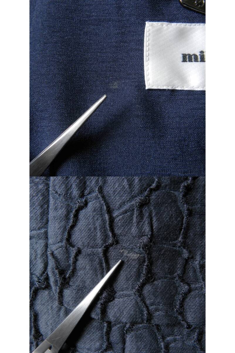ミラショーン mila schon 爽やかな質感で涼し気 コットンリネン 総刺繍デザインジャケット 大きいサイズ46 ネイビー 日本製 l0509-20_画像8
