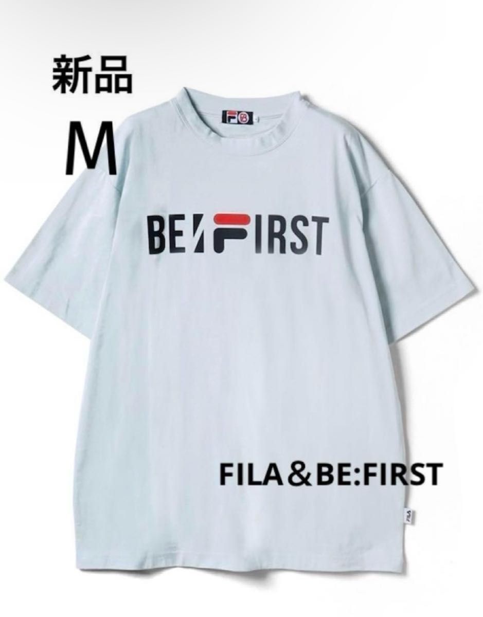 新品 FILA×BE:FIRST フィラ ビーファースト ユニセックス コラボロゴTシャツ 半袖 サックス色 M 推し活