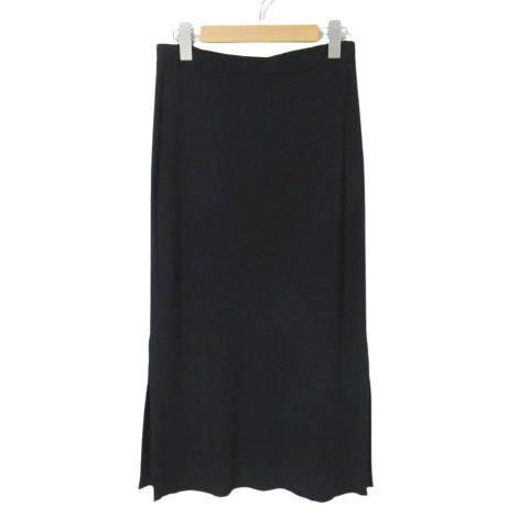 セオリー 美品 スリット入り ニットスカート 黒 ブラック S 8207701 定1.9万 ウエストゴム 無地 CREPE.KNIT/MAXI.SKIRT Theory ◆H5_画像2