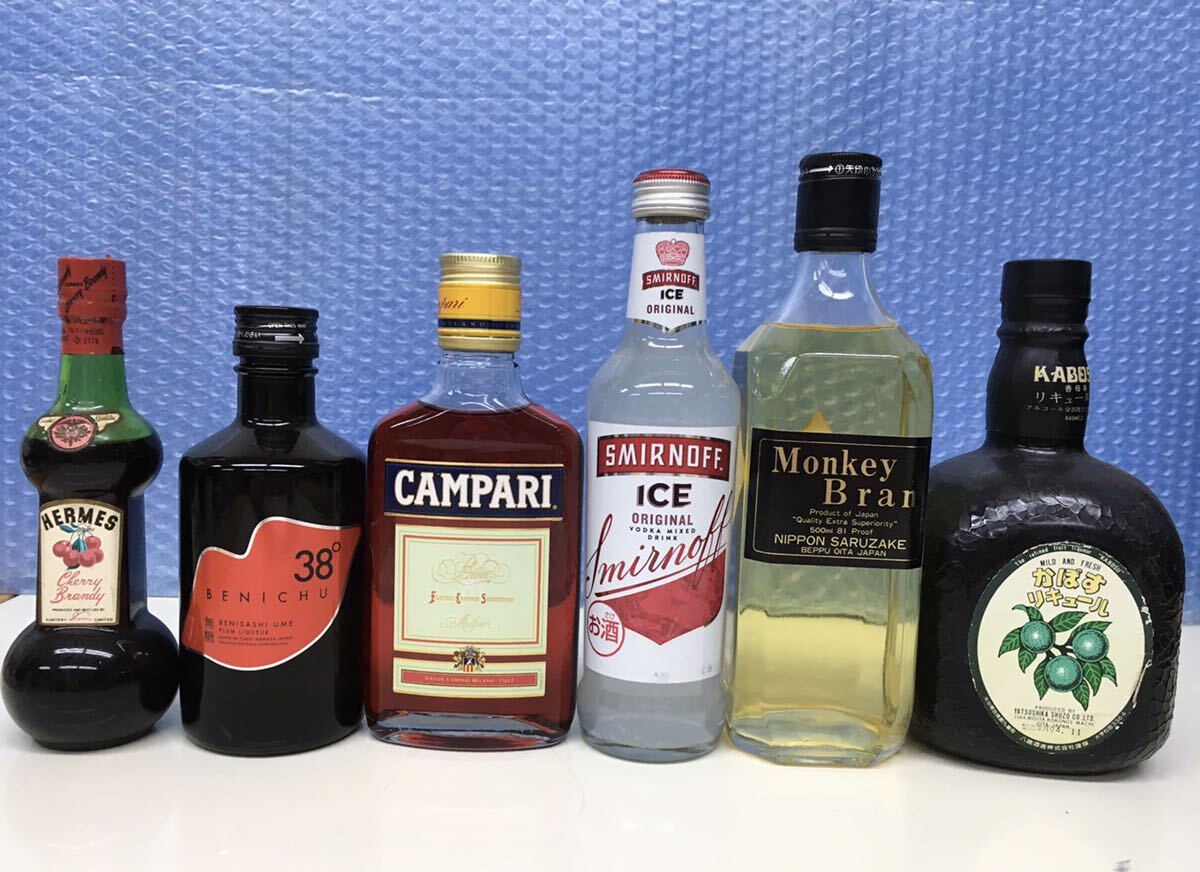 [6ps.@ summarize ]HERMES Cherry Brandy120ml/BENICHU300ml/CAMPARI200ml/SMIRNOFFICE 275ml/Monkey Bran500ml/... old sake not yet . plug gross weight :3975g