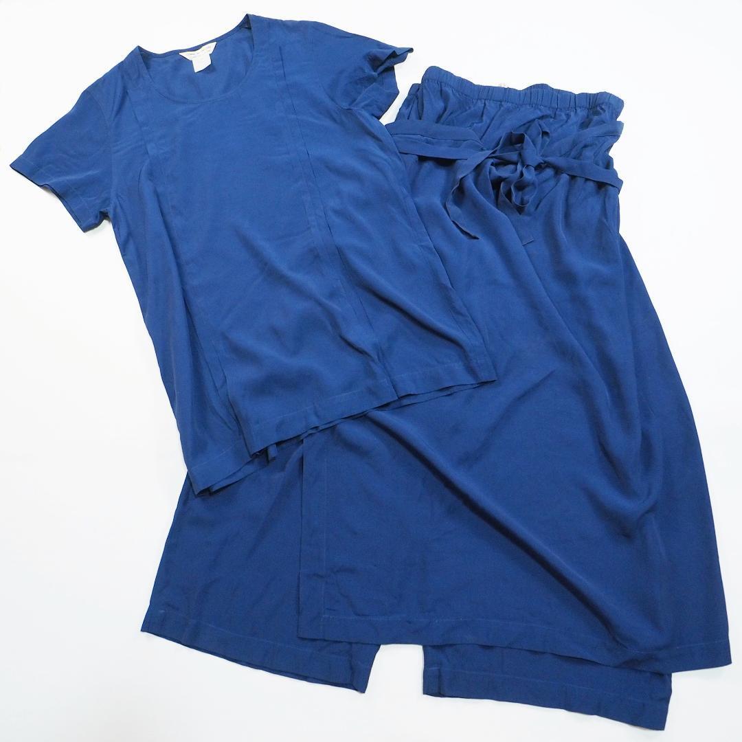 イタリア製 コムデギャルソン COMME des GARCONS トップス ラップワイドパンツ セットアップ ブルー ネイビー 半袖シャツ カットソー M_画像1