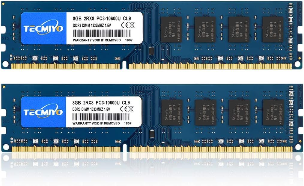 ブルー DDR3 1333 2X8GB DIMM テクミヨ デスクトップPC用メモリDDR3 1333 PC3-10600 8GB_画像1