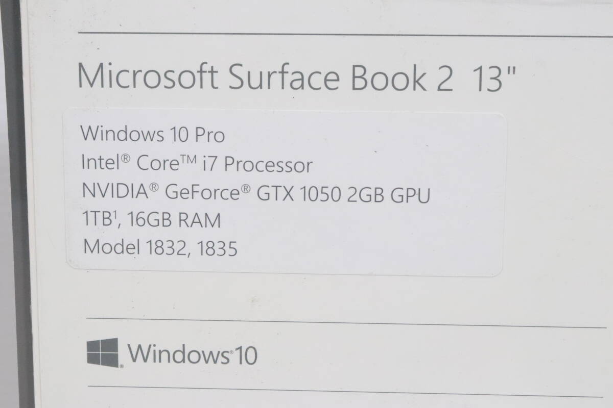 1円～★未開封・未使用品★Microsoft マイクロソフト Surface Book 2 HNN-00012 タブレットPC Windows 10 Pro Core i7 1TB 16GB S477の画像4