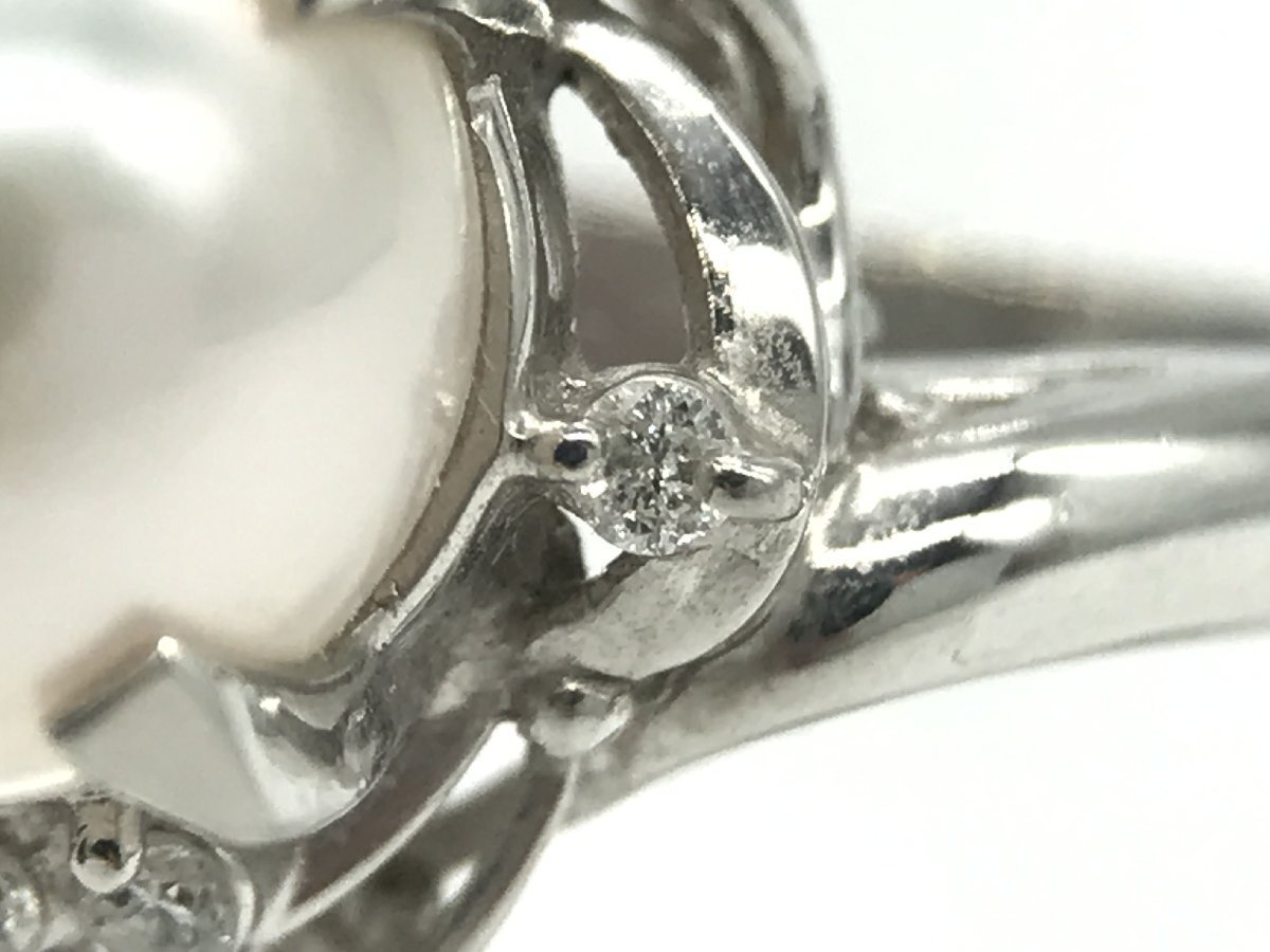 プラチナリング アコヤパール直径 約8.9mm D0.075ct PT900 5.7g リング(貴金属)　ダイヤモンド_画像3