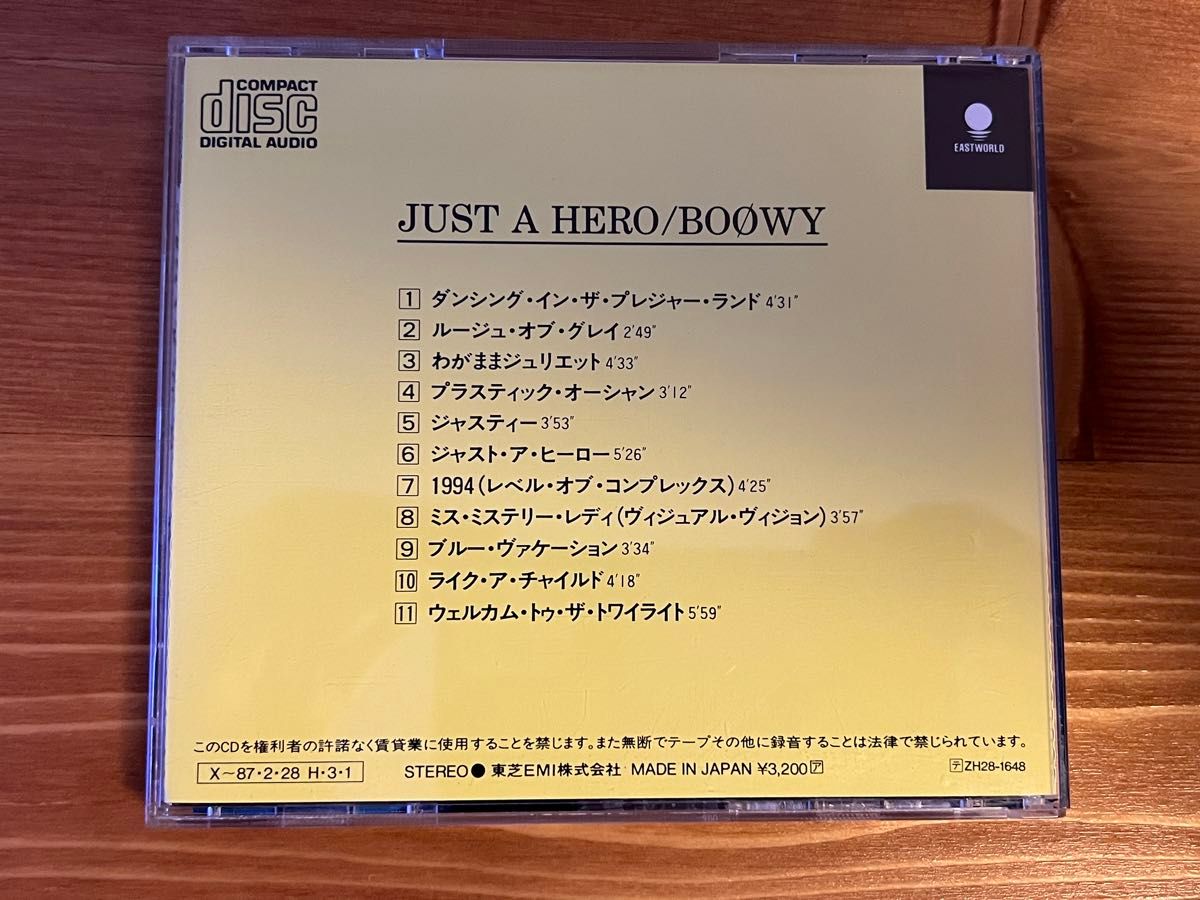 旧規格 3200円 税表記無し CA32-1226★BOφWY/BOOWY/ボウイ★ジャスト・ア・ヒーロー★初期盤CD