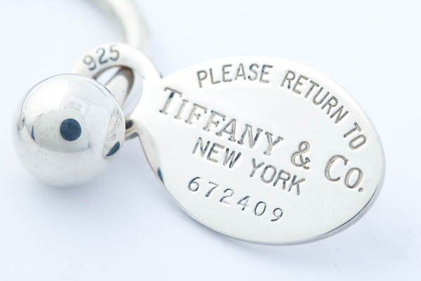 TIFFANY&Co. Tiffany return tu oval tag key holder key ring 925 stamp silver sack attaching #35604