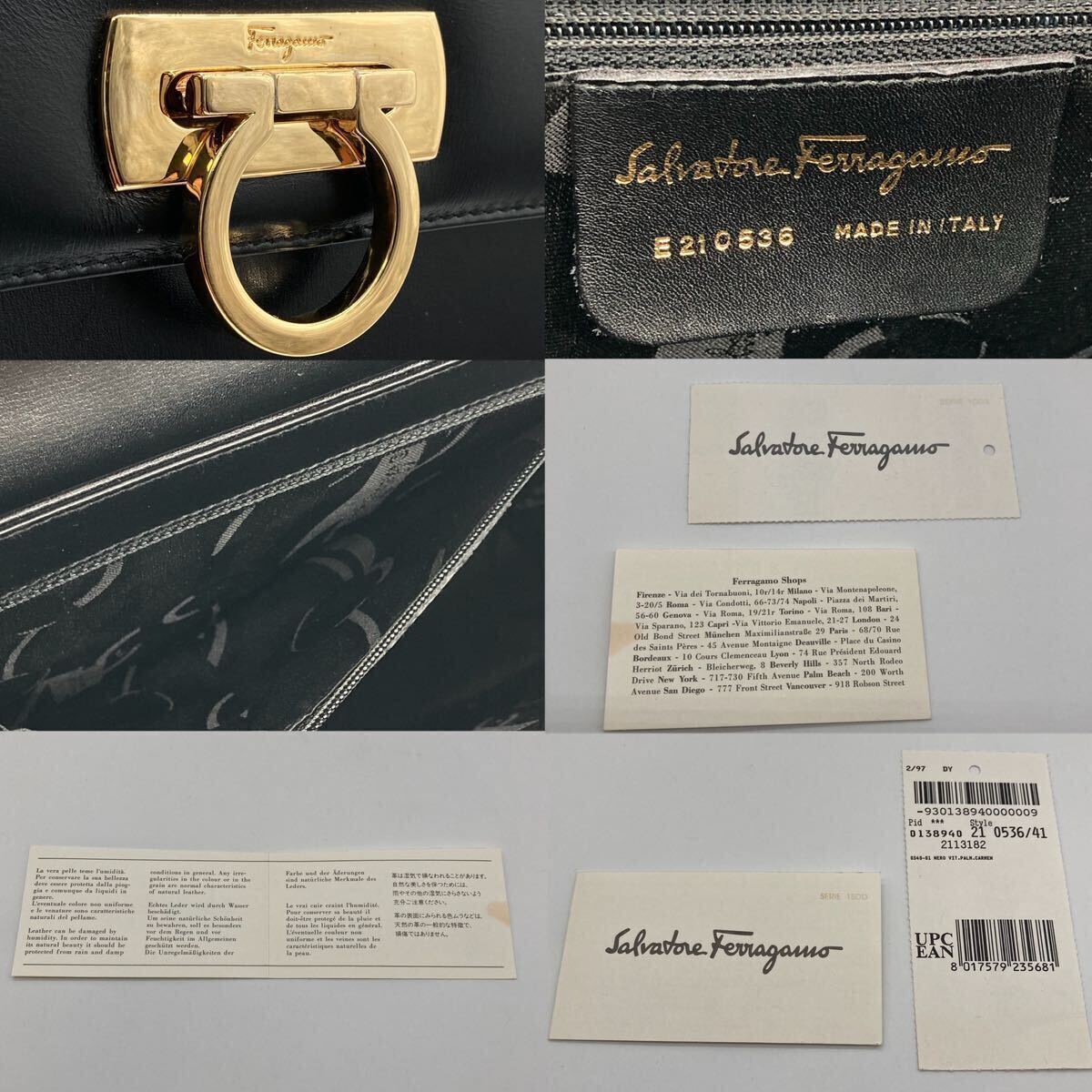  beautiful goods Salvatore Ferragamo Salvatore Ferragamo gun chi-ni handbag shoulder bag 2way leather black Gold metal fittings E210536