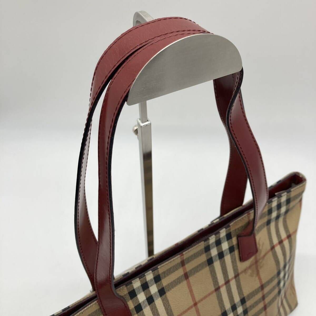 BURBERRY LONDON Burberry London большая сумка ручная сумочка noba проверка тень шланг бежевый Brown кожа PVC