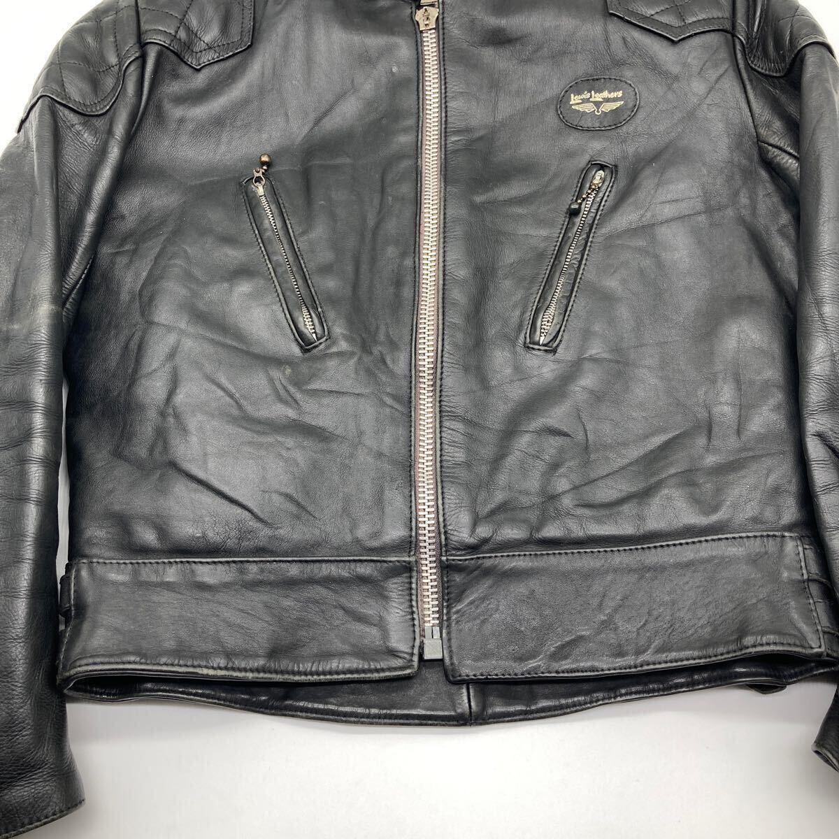 当時物 Lewis leather ルイスレザー 70s スーパーファントム ライダースジャケット キルティング ヴィンテージ REAL HIDE (38.40程度)_画像5