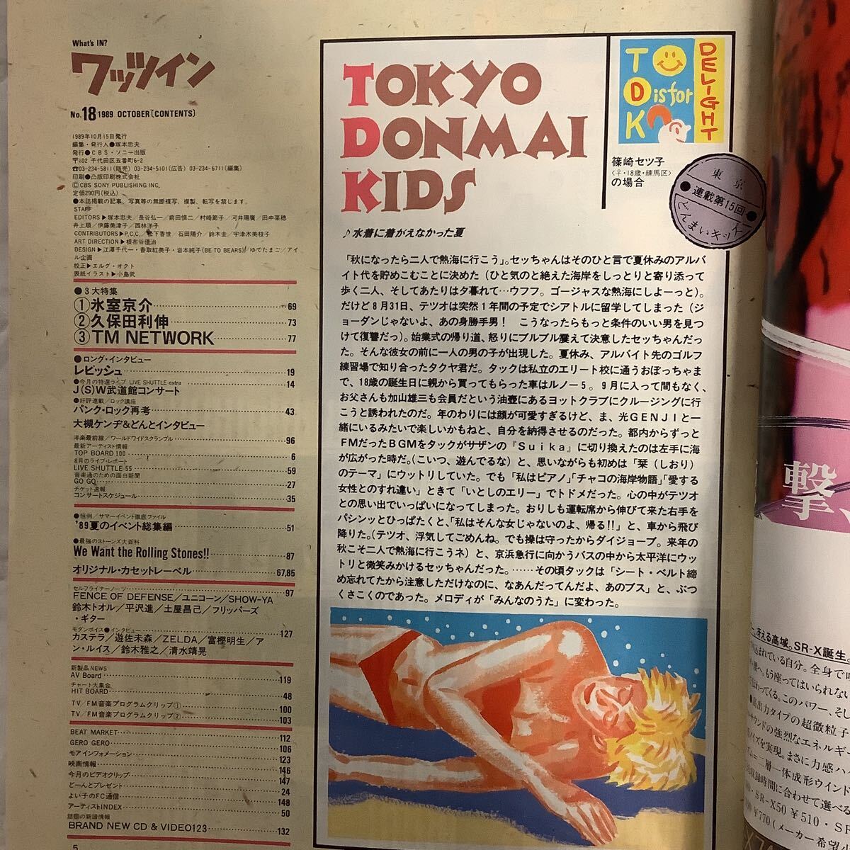 WHAT´s IN? ワッツイン 1989年10月号 氷室京介 大槻ケンヂ どんと 沢田研二 TMNETWORKの画像2