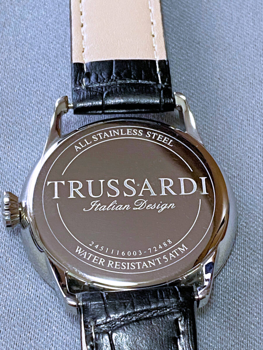 トラサルディ Trussardi T-World 40mm ブルー 本革 クオーツ石英 腕時計_画像10