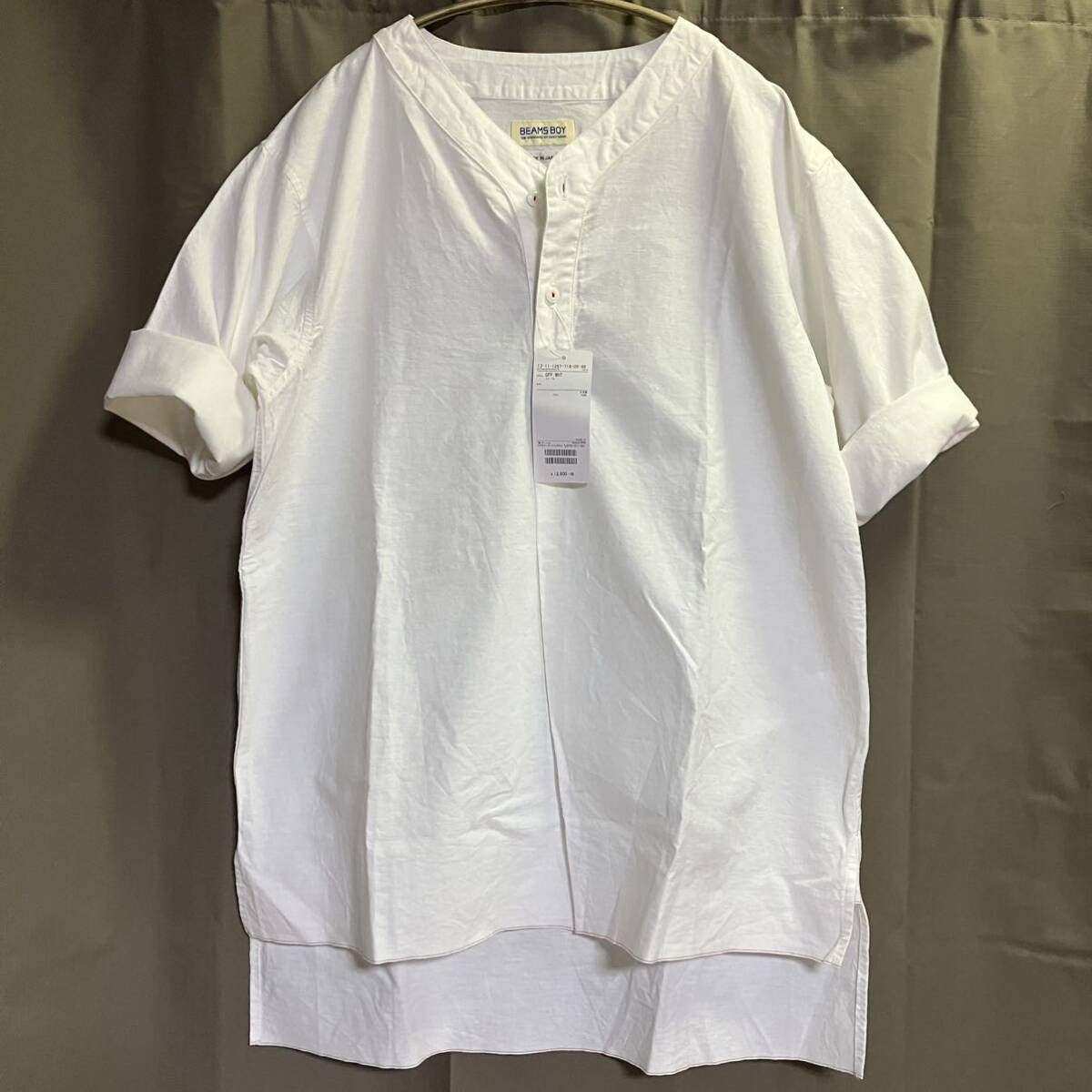  с биркой 12,800 иен BEAMS BOY половина .. рубашка белый цвет сделано в Японии Beams Boy * кошка pohs бесплатный 