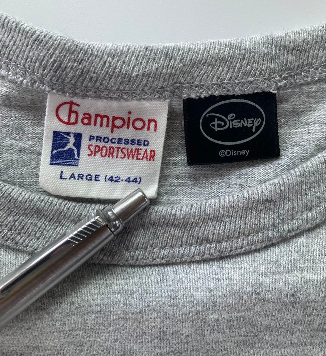 Champion × Disney 半袖Tシャツ "USA" グレー L