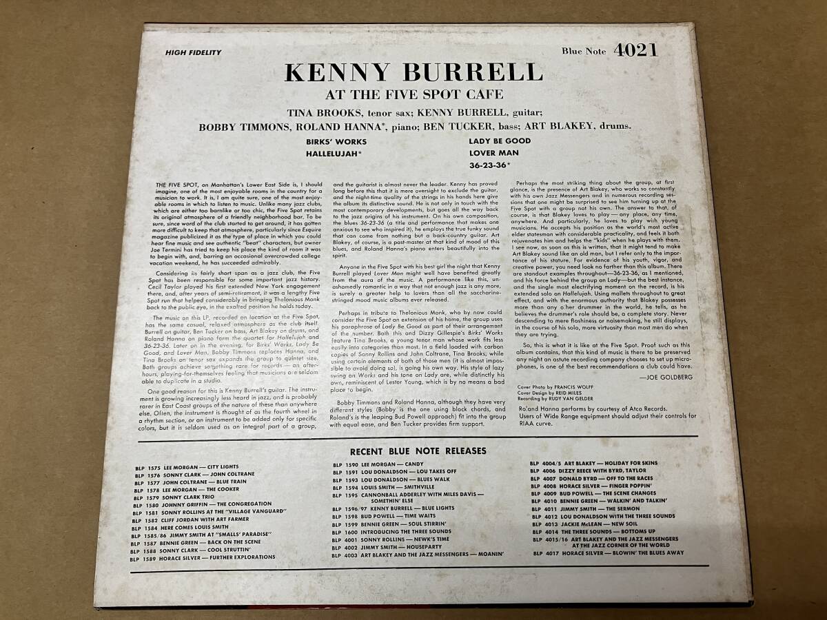 KENNY BURRELL - At the five spot cafe LP Blue Note BLP 4021_画像2