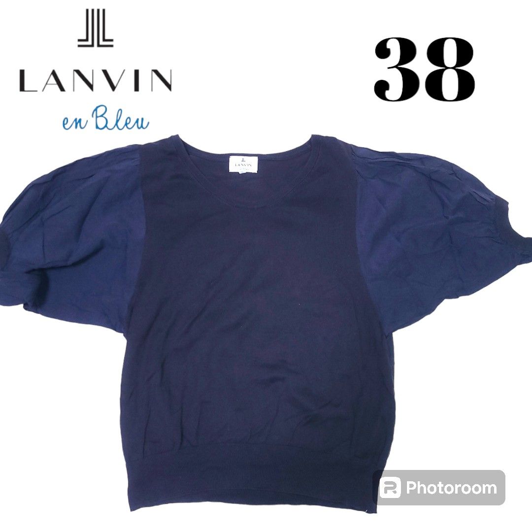 ランバン オン ブルー LANVIN パフスリーブニット ネイビー 38