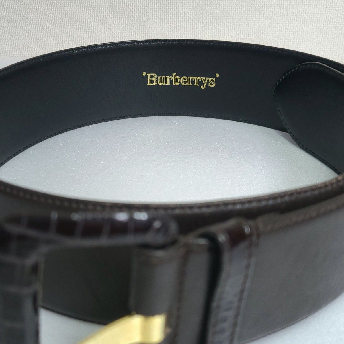 バーバリーズ Burberrys レザー 太ベルト ホースロゴ ブラウン