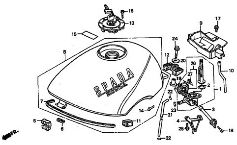 MC20 純正 キャブレター ガスケット 2set VT250 スパーダ SPADA キャブ パッキン MC25 ゼルビス VT250F フロートガスケット VTZ 250 .kcrx2_ＭＣ20　Ｆ-14　タンク