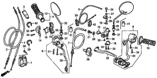 MC34 純正 スピード メーター ワイヤー FTR223 メータ ケーブル MC40 CB223S MD21 AX-1 MC18 NSR250R MC21 NC30 VFR400R NC35 RVF400R mr8_MC34　F-3