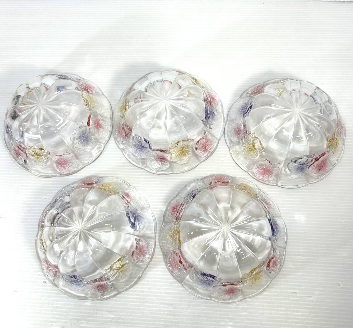 Sasaki Glass 佐々木硝子 ガラス ボウルセット PANSY/パンジー5個セット 箱付_画像8