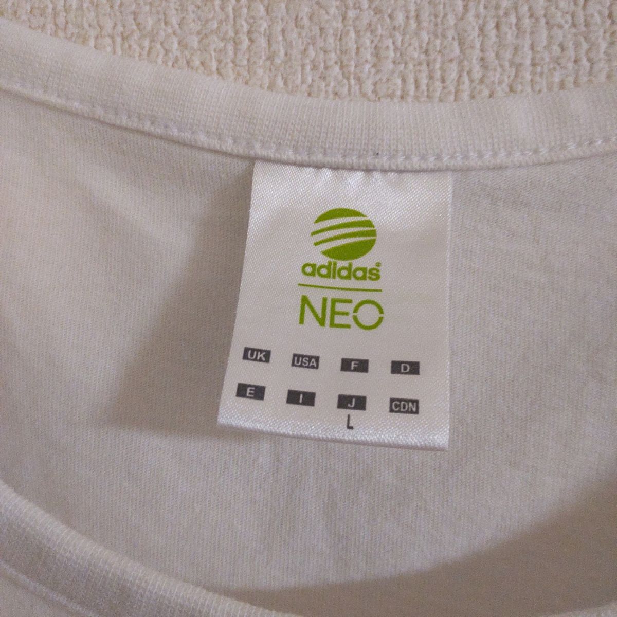 adidas NEO アディダス Tシャツ ホワイト 白 半袖  クルーネック L 綿100% スポーツ 運動 部活動 