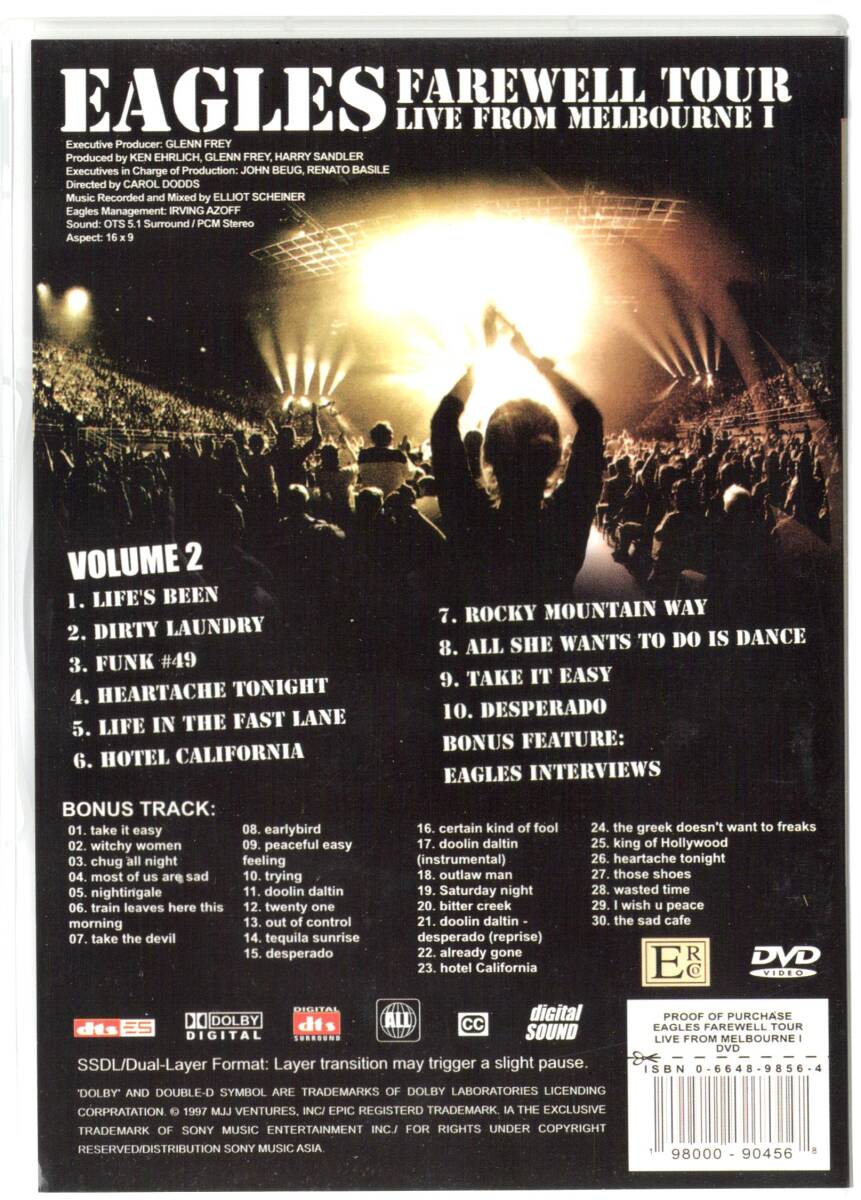 EAGLES / FAREWLL 1 LIVE FROM MELBOURNE TOUR VOLUME2【DVD】イーグルス