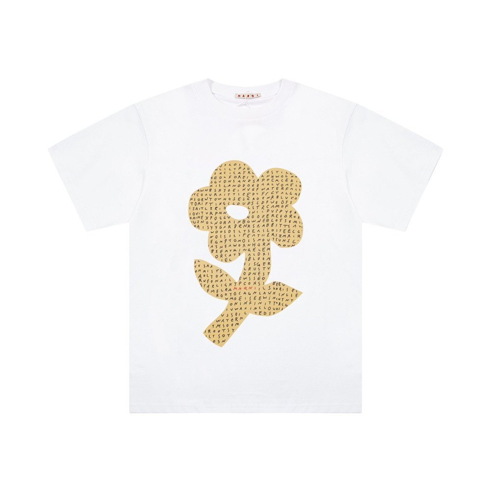 マルニ Tシャツ レディース 半袖 MARNI 花柄 おしゃれ t-shirt オーガニックコットン カジュアル ロゴ 白 40サイズ_画像1