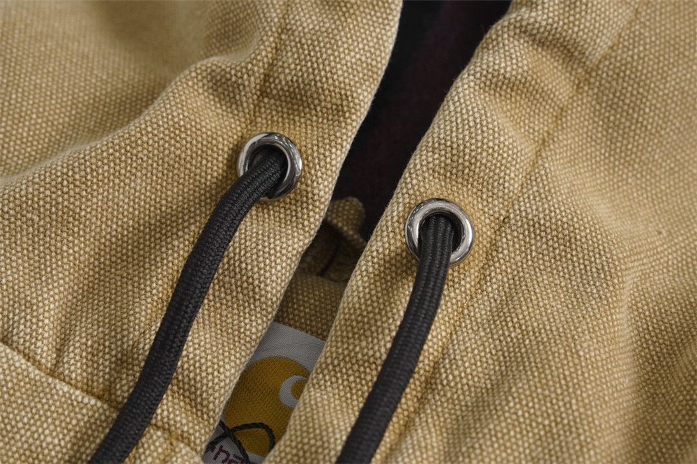 Carhartt ウォッシュドダック カーハート フード付き ジャケット ヴィンテージ メンズ カーキ色 防風 裏起毛 Mサイズの画像6