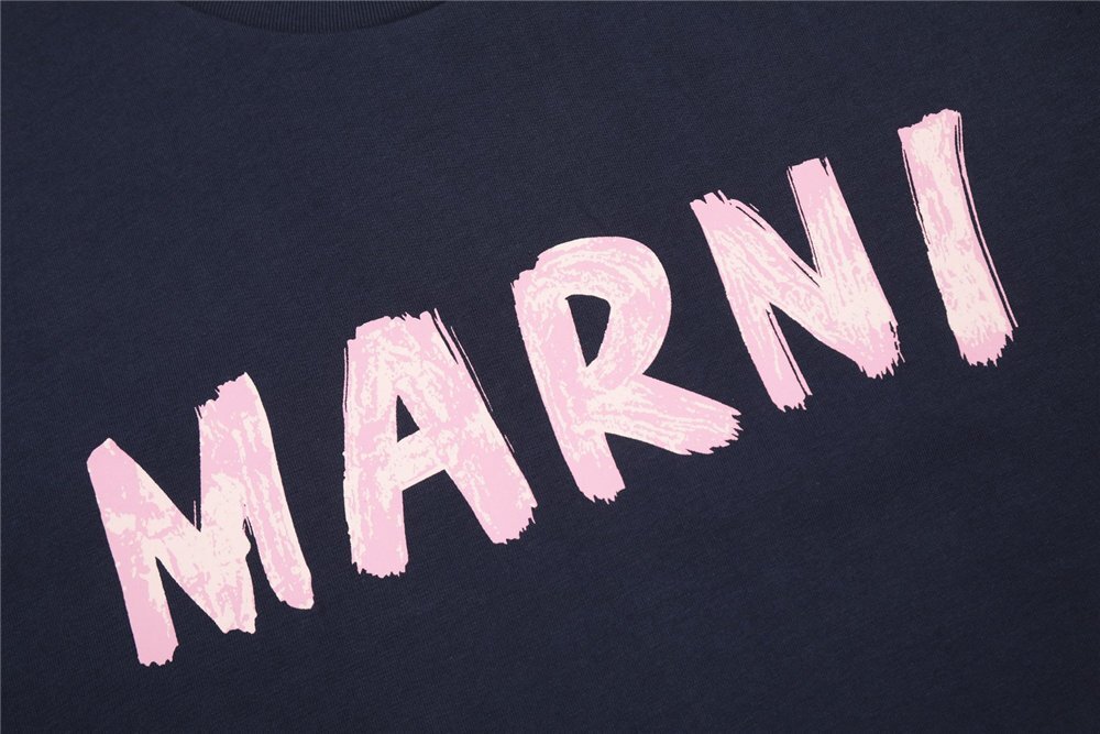 MARNI マルニ ロゴ入り コットン製 半袖Tシャツ ブラック×ピンク カットソー ユニセックス 38サイズ（155/80A）_画像5