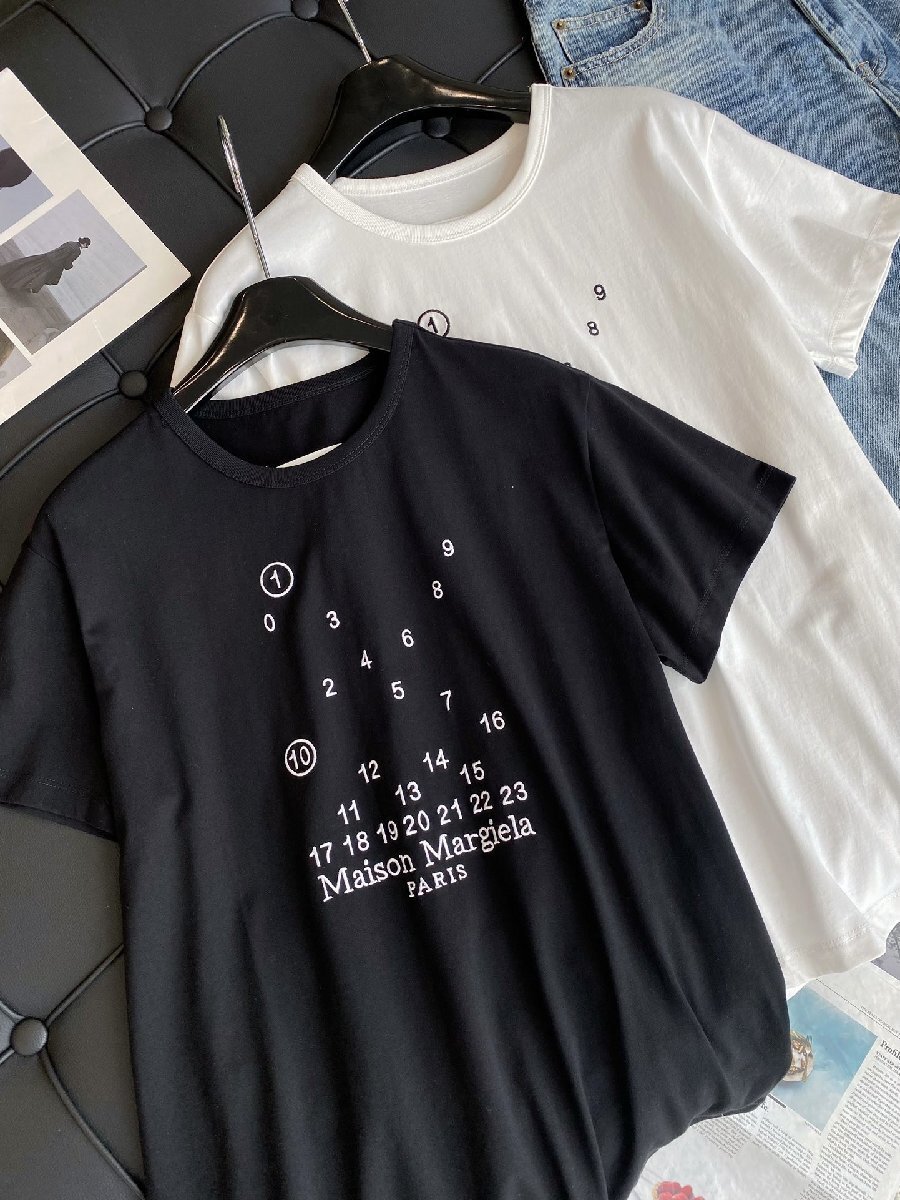 【Maison Margiela】ナンバリングロゴ マコ Tシャツ 半袖 t-shirt おしゃれ 黒 レディース トップス クルーネック 夏 Mサイズ_画像6