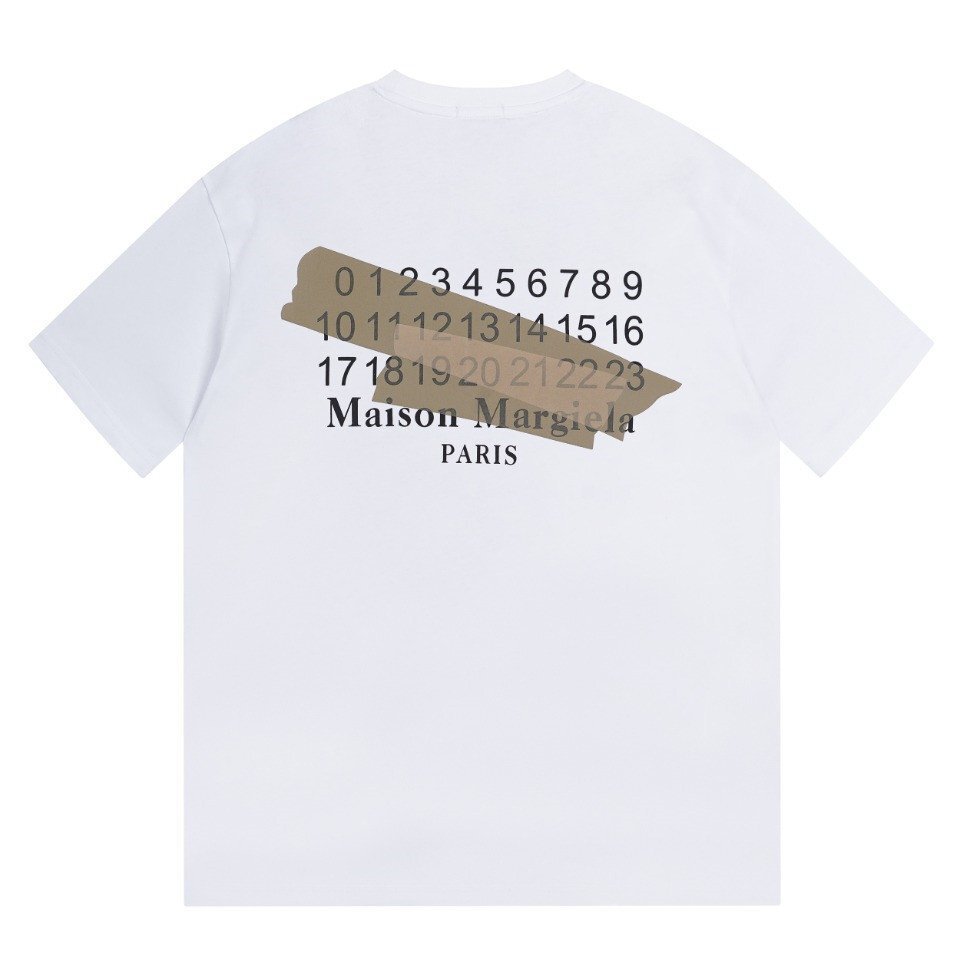 MAISON MARGIELA MM6 半袖Tシャツ ロゴTシャツ メゾン マルジェラ テープ ナンバーロゴ コットン100％ ユニセックス 白 Mサイズ_画像1