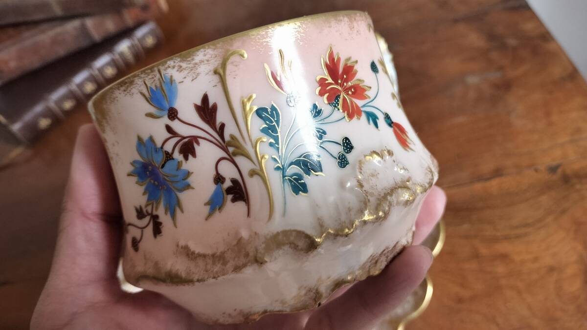  Франция античный Limo -ju тарелка есть набор чашек золотая краска оборудование орнамент 1900 год прекрасный товар 