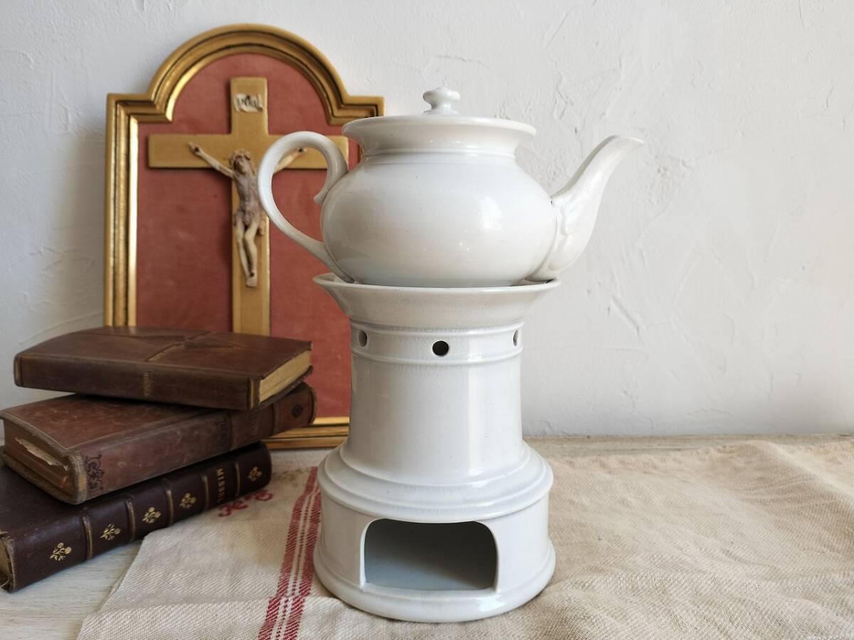 フランス　アンティーク　サルグミンヌ ティザニエール　白い陶器　1900年_画像1