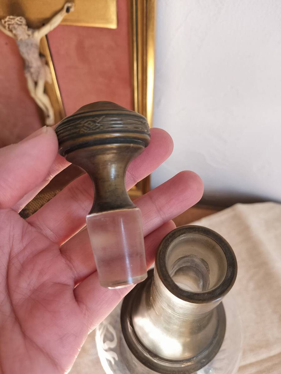 フランス　アンティーク　1900年　リボン装飾　ガラス　ピッチャー　ボトル_画像6