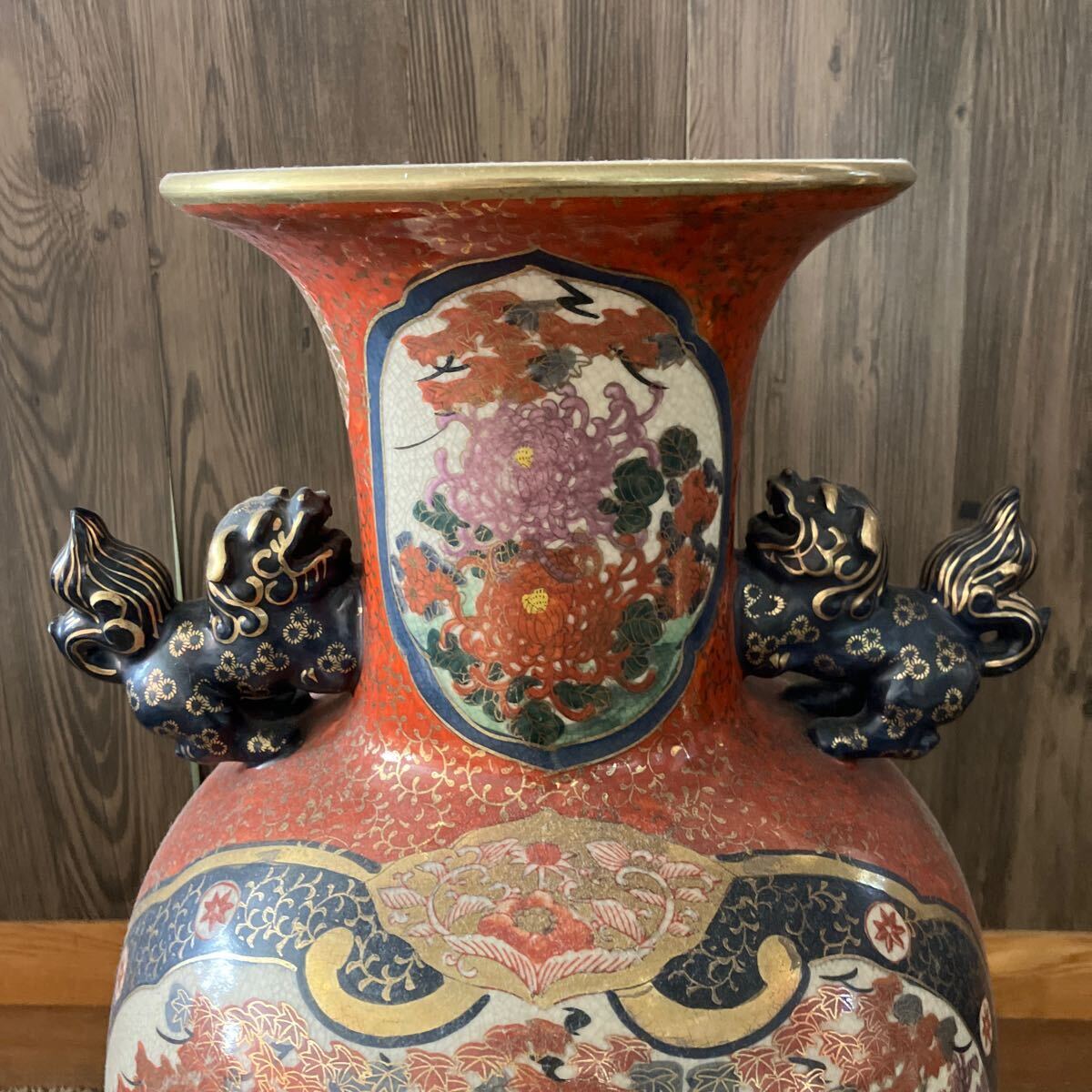 伊万里焼　花瓶　壺　花鳥図　鷹　鶴　骨董 陶器 _画像7