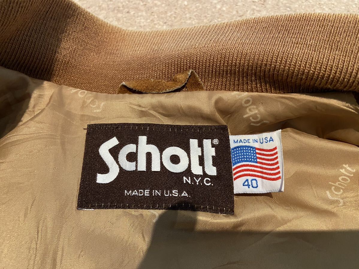 【美品】USA製 Schott ショット　スウェード　レザージャケット　MA-1 40 L ブラウン マッコイ　東洋　スエード_画像7