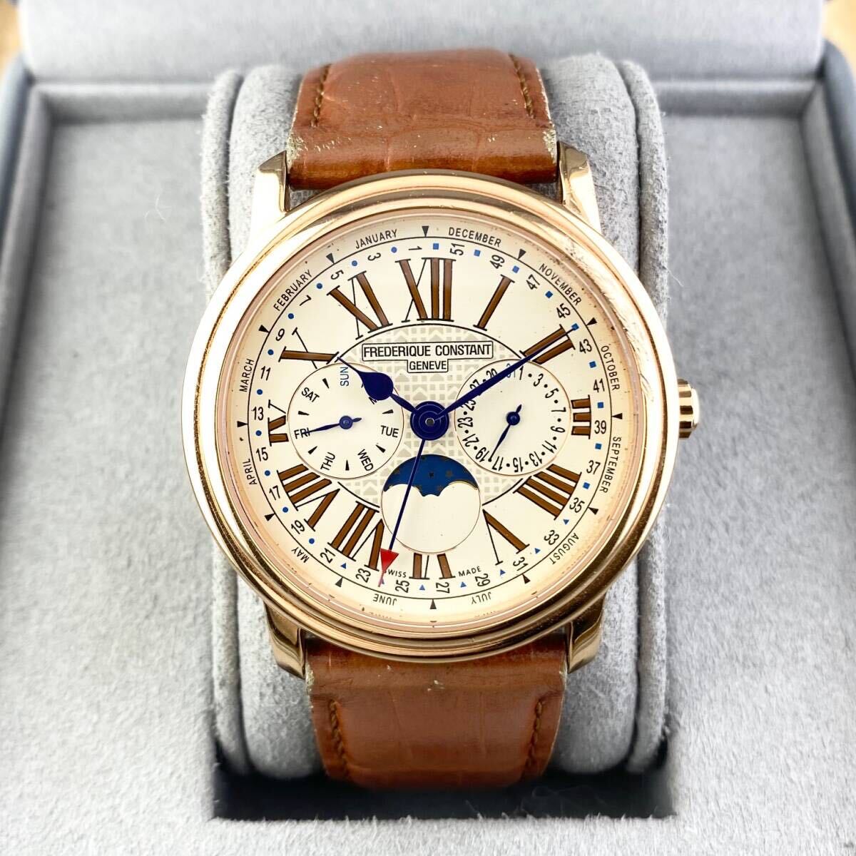 [1 jpy ~]FREDERIQUE CONSTANT Frederique Constant wristwatch men's moon phase FC270 Gold Triple calendar moveable goods 