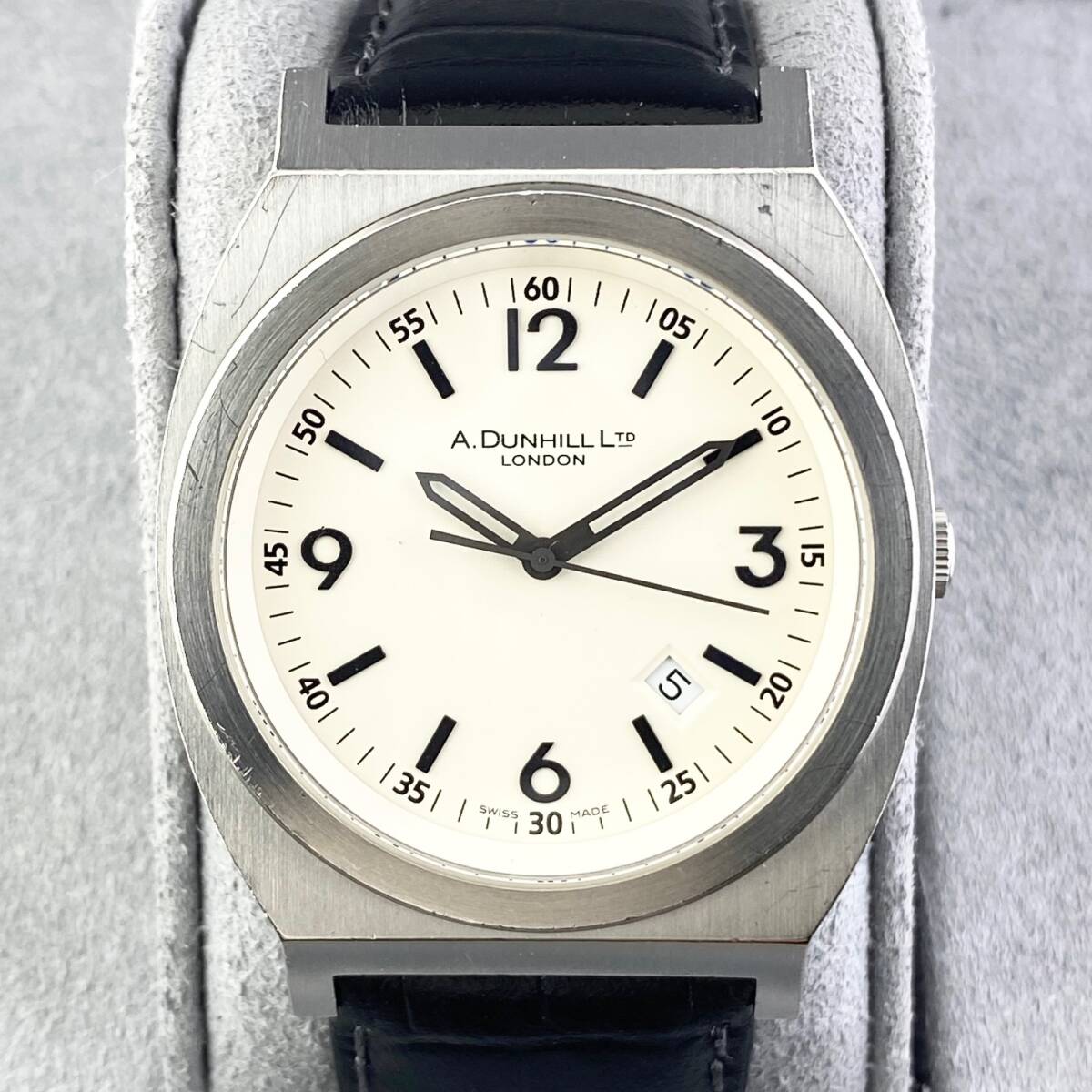【1円〜】Dunhill ダンヒル 腕時計 メンズ 8051 ホワイト文字盤 ラウンドフェイス デイト 可動品_画像8