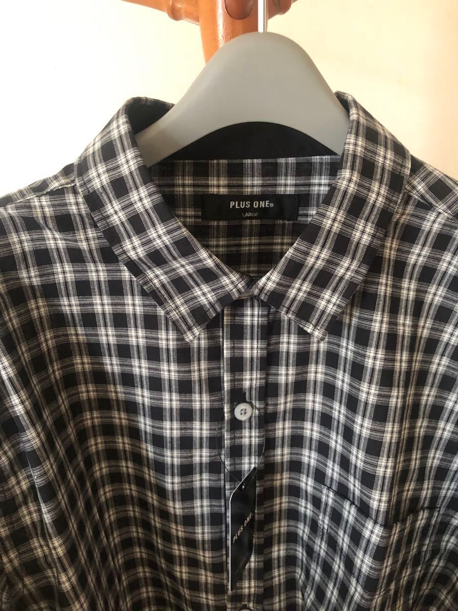 【新品未使用】ライトオン　plus one メンズ　Lサイズ　 長袖シャツ チェック チェックシャツ