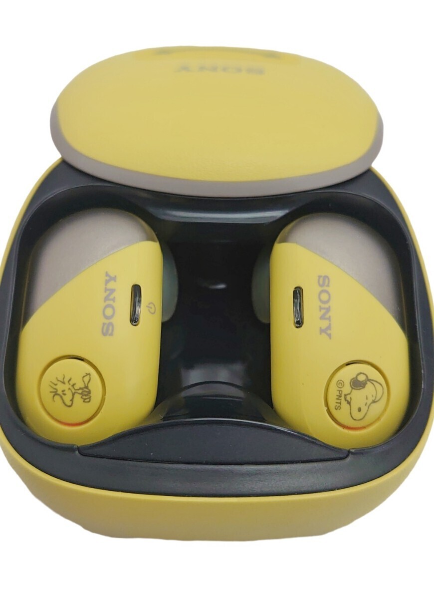 【希少品】SONY WF-SP800N ワイヤレス ヘッドセット PEANUTS Collection ノイズキャンセリング ステレオ ライムグリーン レア 中古_画像1