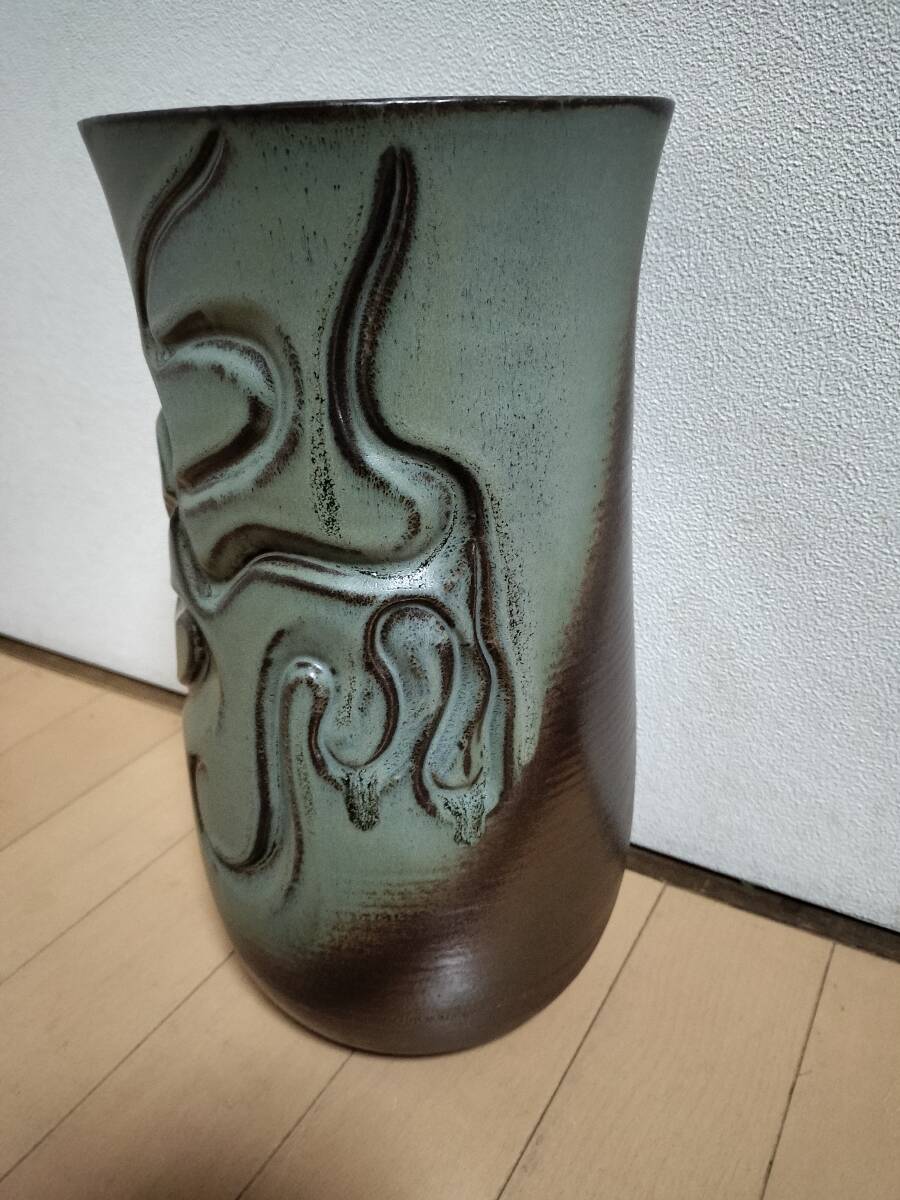 十二代目 市川団十郎　襲名記念品　能穴焼 林茂松　非売品　花瓶　瀬戸物　骨董品　歌舞伎　花瓶　花器　レア　インテリア　陶芸_画像3