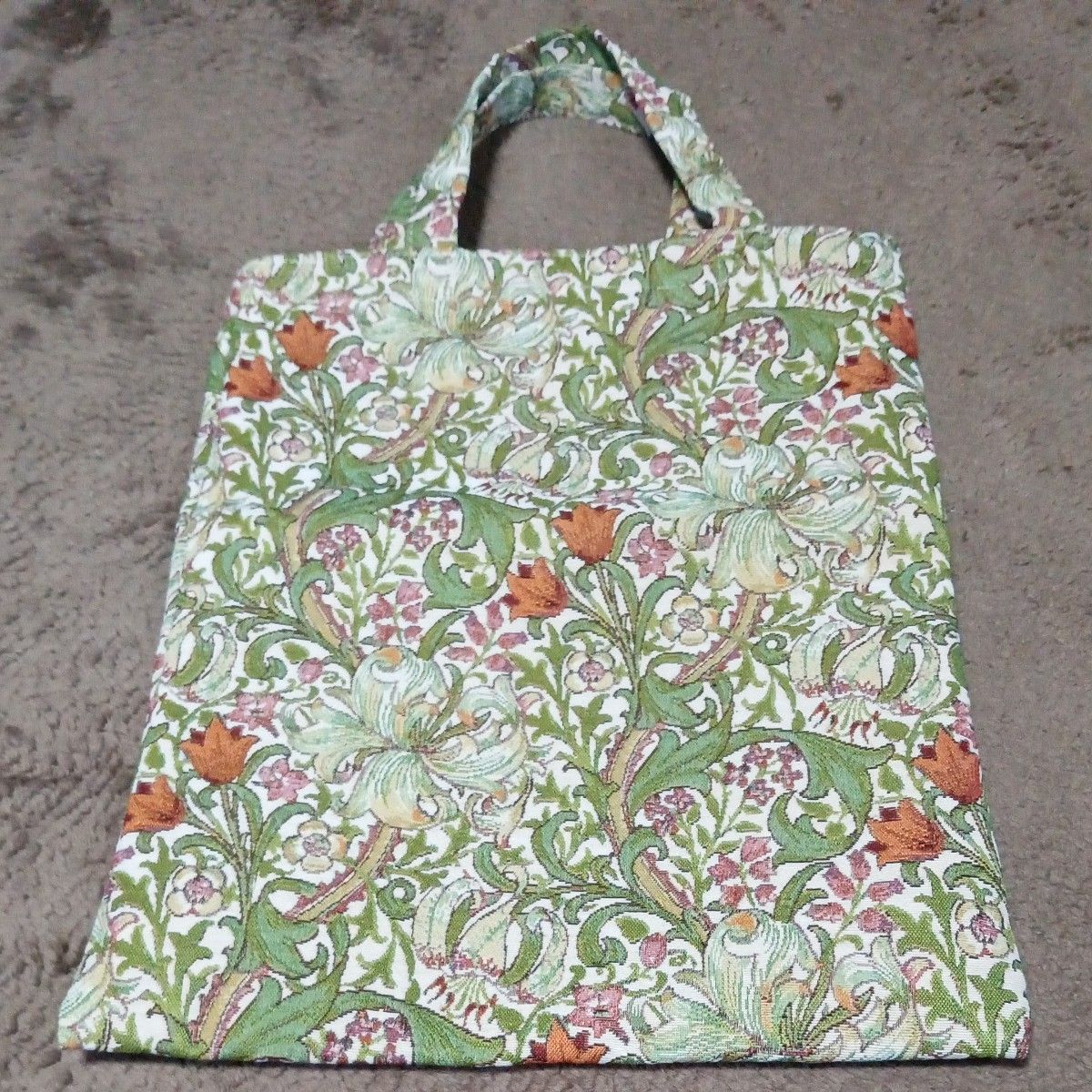 エコバッグゴブラン織りの様な素敵な生地総花柄デザイントートバッグ男女兼用バッグショッピングバッグ