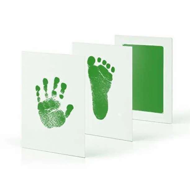  hand-print stamp pad green baby hand-print foot-print dirt not ink pet memory celebration of a birth ink Touch less inking pad baby birth memory 