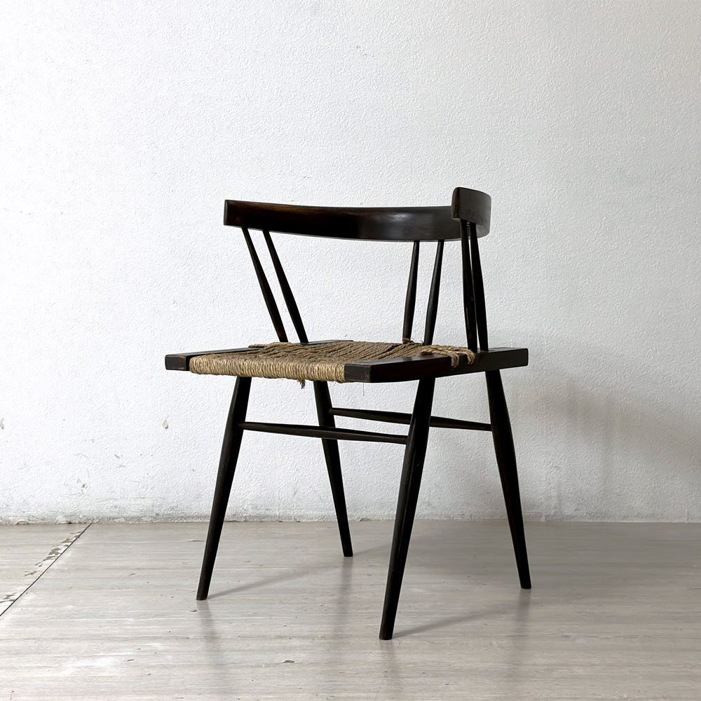 ● ジョージ・ナカシマ George Nakashima グラスシートチェア GRASS SEATED CHAIR ローズウッド材（シッソ）インド NID 60`s ビンテージ_画像1