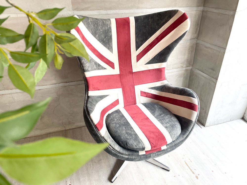 ♪ アートサム Artsome エッグチェア Egg Chair ラウンジチェア リプロダクト ジェネリック品 ユニオンジャック柄 イギリス国旗_画像6