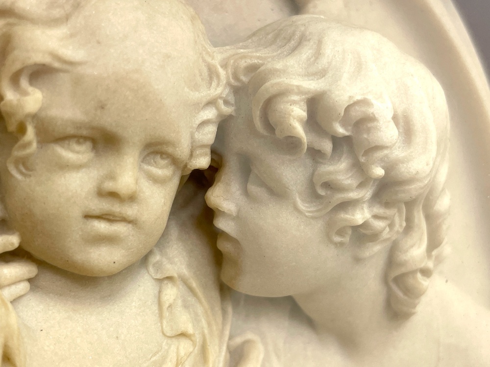 ● エドワード・ウィリアム・ワイオン The Calmady Children カルマディチルドレン 大理石彫刻 レリーフ 1848年 額装品 アンティーク_画像6