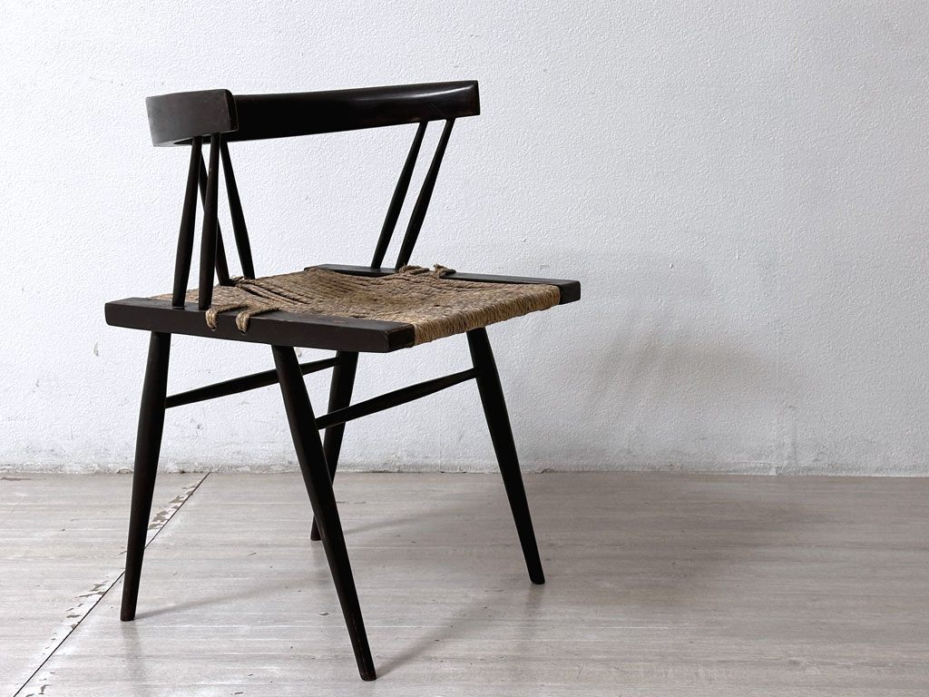 ● ジョージ・ナカシマ George Nakashima グラスシートチェア GRASS SEATED CHAIR ローズウッド材（シッソ）インド NID 60`s ビンテージ_画像6